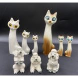 Selection of Hornsea Pottery to include a set of 3 Poodles, 3 x white 'Siamese' cats and 3 'Siamese'