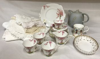 Selection of ceramics to include: Standard china 'Spring Time' cake plate 26cm d, milk jug, six x