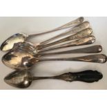 Seven various Georgian silver spoons, various dates and makers including Peter & William Bateman.