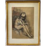 Ronald Dickinson framed chalk on paper of a study of a nude, signed bottom left. Picture size 32.