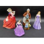 Three Royal Doulton figurines to include Autumn Breezes HN1934, Flora HN2349 and Taurus Sandra