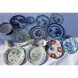 A quantity of 18thC and 19thC ceramics to include Delph plate, Chinese, Imari etc.Condition