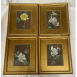 Four framed floral prints. 14.5 x 11cm. Frames 25.5 x 22cm.Condition ReportGood condition.