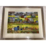 A framed print signed by Kate Lycett "Allotments" 32/150. Print 40 x 56cm. All pictures signed.