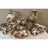 A large quantity of Masons Mandalay pattern, Penang lidded jar, Applique vase and Cathay jug and