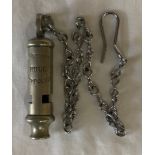 A Metropolitan Hull City Police metal whistle with chain 8cms l.Condition ReportAge related wear,