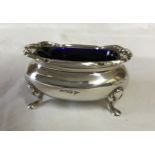 A silver Walker & Hall 1915 mustard pot with blue liner. 55gms.Condition ReportNothing to report, no