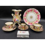 Selection of 19th C ceramics to include a Crown Staffordshire cup and saucer and a coffee can and