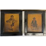 Two 19thC oil on board paintings of contemporary tradesmen. 29 x 25cm. unsigned.Condition
