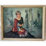 Oil on canvas "A Portrait of a Dancer", unsigned. Overall size 89.5cms w, 71.5cms h.Condition