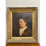 A 19thC oil on canvas, a portrait of a lady, signed indistinctly lower left. 59.5 x 49cm.Condition