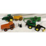 Diecast model construction vehicles of various makes, Ertl Tracked Tractor, Siku Euclid R32