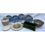 A quantity of various ceramics to include Hornsea Pottery vase, Wedgwood, Davenport plate, Bretby