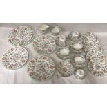 Minton Haddon Hall tea and dinner ware 26 pieces in total. Cake plate, minus handle, six dinner