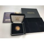 A 2006 Royal Mint gold proof full sovereign, no. 0226, cased in box and certificate of