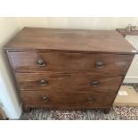 A mahogany 3 height chest on bracket feet. 110 w x 55 d x 92cm h.