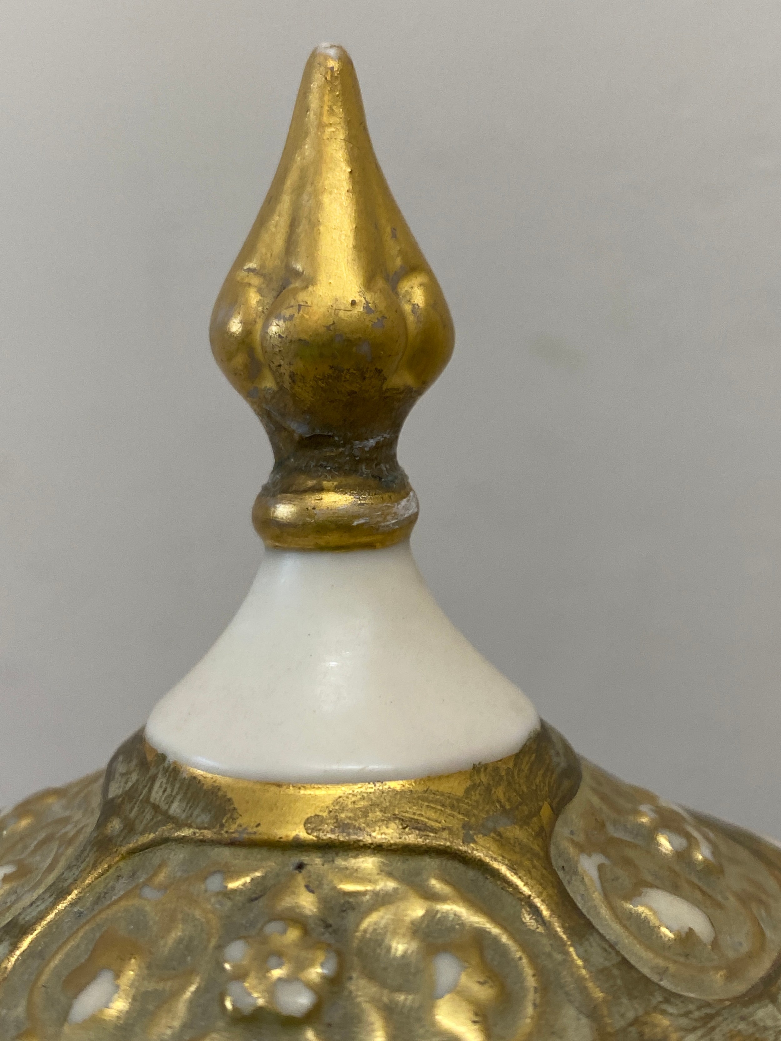 A Royal Worcester lidded vase with floral decoration and pierced dragon headed handles. 41cms. - Image 7 of 8