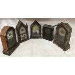 Five mantel clocks various sizes and designs for spares and repairs.Condition ReportMissing parts,
