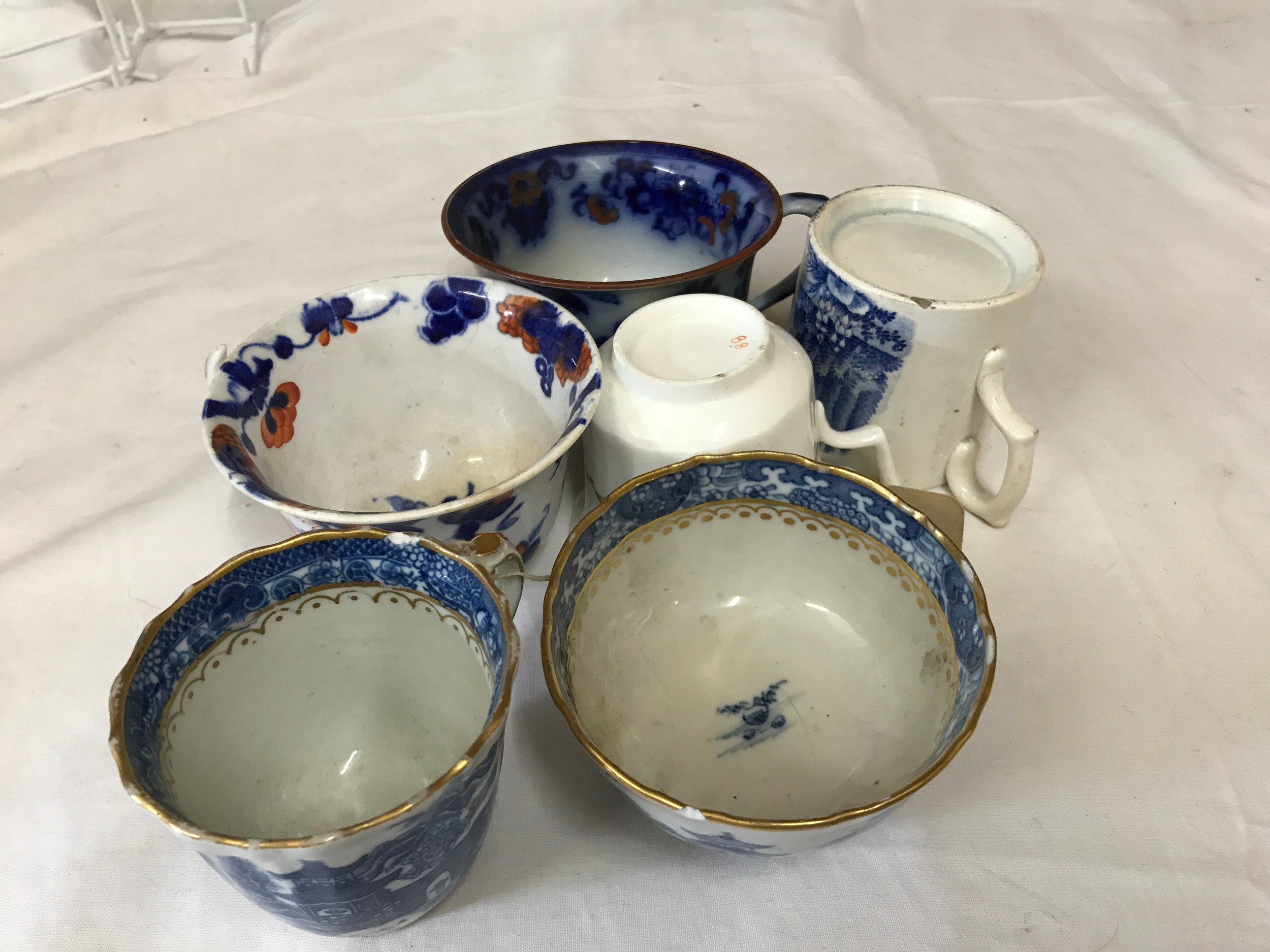 Various ceramics mostly 19thC to include cups, saucers, bowls, dishes and small vase 8.5cms h. - Image 3 of 4