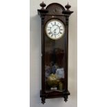 Single weight Vienna Wall Clock measuring 97cm h x 33cm w x 15cm d. Has key.Condition ReportGood