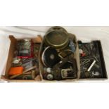 Three boxes of tools and instruments relating to clocks, watches, woodwork etc.Condition ReportAge