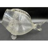 A Blenko style clear fish art blown bullicante glass vase. Approx 43cm l.Condition ReportVery good