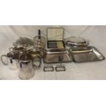 A quantity of silver-plate to include tea service, toast racks, entrée dishes etc.Condition