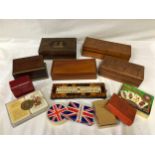 A collection of 19thC and vintage games to include a burr wood box of bone dominoes, a bone cribbage