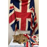 Miscellany to include Boy Scout top, whistles, badges, knife and Union Jack flags.Condition