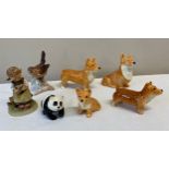 Various ceramics to include; 2 x Goebel, figurine of girl and bird; Beswick panda and 4 x dogs, 2