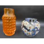 A Whitefriars Pineapple vase in tangerine, designed by Geoffrey Baker 18cm high with original