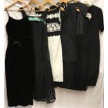 A selection of vintage black dresses to include a Radley black velvet long dress size 16, long black