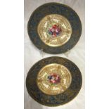 Pair of hand painted Royal Worcester plates signed E Phillips, 27cm d. Depicting flowers to the