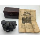 A Sida patent miniature camera also known as a German Spy camera in leather case with
