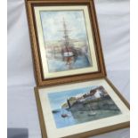 Two original framed and signed contemporary watercolours; 'The Homecoming' depicting the Endeavor at
