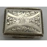 Birmingham silver vinaigrette by John Lilly 1832, 2 x 2.5cm. D W initials to top.