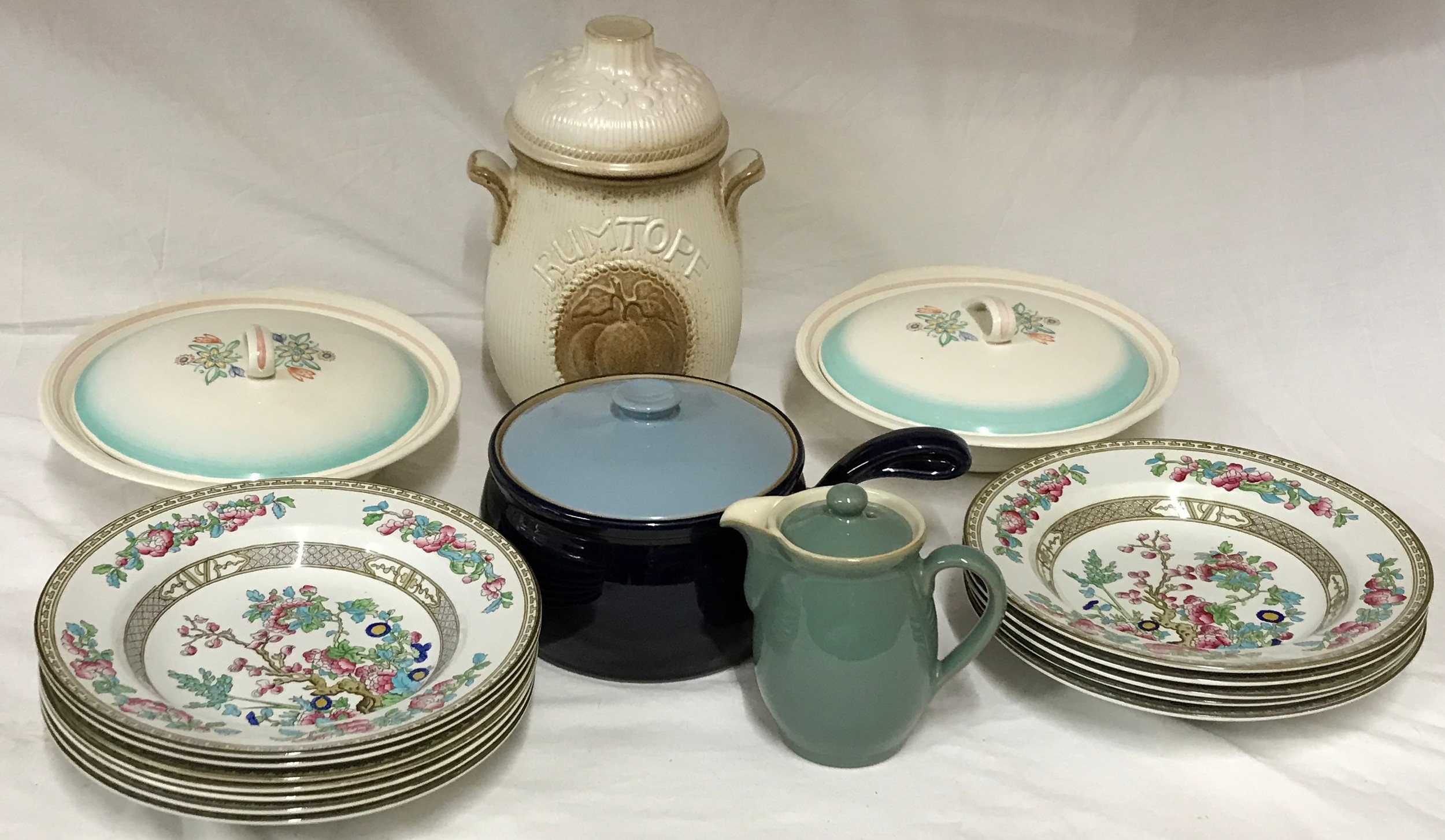 A collection of kitchen and table ware ceramics to include 2 x Ringwood ware Wood and sons