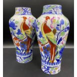 A pair of Masons Ironstone China early 20thC vases of ovoid form, decorated in an Imari palette with