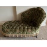 A 19thC chaise longue on turned front legs and castors, approx 130 l x 70cm.Condition ReportGood