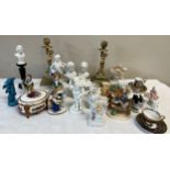 Various ceramics to include; Dresden, Doulton, Sevres, Spode miniature candlesticks, Parian figures,