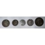 Coins to include two Fourpences 1836, 1837, Sixpence 1881, 1851 4d Maundy money and 1896 1