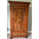A mahogany and burr walnut single door wardrobe with drawer to base.Condition ReportGood condition