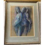 Ronald Dickinson framed chalk on paper of a study of nudes, signed bottom right. Picture size 38.
