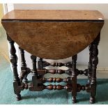 An 18th C oak gateleg table with drawer to one end 80cm x 70 cm open and 70cm x 27cm closedCondition