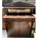 A 19thC Rosewood Chiffonier with two doors to base and mirror to back. 107 w x 40 d x 144cm h.