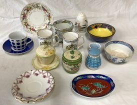A selection of ceramics to include a double handled farmers mug with verse to side, Masons Souch