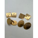 Two pairs of 9ct gold cufflinks, P & C initials to one pair. 7.1gm.