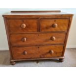 A 29thC mahogany chest of drawers, 2 short over 2 long drawers. 83 h x 83 w x 46cm d.Condition