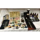 Guinness collection, Carlton Ware wall toucans, table lamp, bar bottle stand, towels, sponge mat,