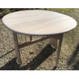 Ercol dropleaf gateleg dining table, oval top. 74 h x 121 w x 107cm.Condition ReportStripped and